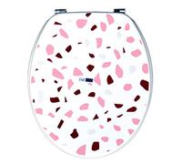 BM 4117 Copriwater Sedile Tavoletta WC Universale Coperchio Toilet Seat Bagno in Legno MDF Anguria Decorato Motivo Terrazzo Sfondo Bianco, Misura Standard Fissaggio dal Basso Cerniere in Acciaio