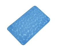 BM 4147 Tappeto Antiscivolo Assorbente in Memory Foam 45x75 cm Blu Effetto Pietra Sassolini Tappetino Lavabile Morbido Assorbente da Terra per Vasca, Doccia e Bagno