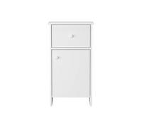 BM 4652 Armadietto Terra Autoportante da Bagno, Mobile Salvaspazio, MDF, 40x30x74cm, Colore Bianco, Bagno Cucina Corridoio, 1 Ante 1 Ripiano 1 Cassetto