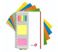 BM BeMore - Blocco Spiralato PPL con Righello 0121212 - Blocco Spiralato con Fori Formato A4 - Blocco con Righello e Stickers Riposizionabili - Rigatura 1R, Righe senza Margini - Carta 80 g/mq