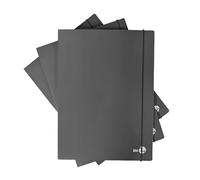 BM BeMore - Cartelline 3 Lembi con Elastico Dorso 1 cm - 0123597 - Cartellina Formato A4 - Copertina Pesante 700 g/mq - Confezione da 6 pezzi - Colori business grigio scuro