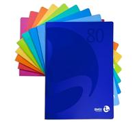 BM BeMore - Color 80, 0110592 - Quaderno Formato A4 - Rigatura 10 mm con Quadretti 1 cm - Carta 80g/mq - 9 Colori Assortiti - Confezione da 12 pezzi