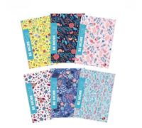 BM BeMore FLOR Maxi quaderni in formato A4 - Rigatura Q, quadretti 5mm con margini per scuole elementari, medie e superiori - Set da 10 pezzi con copertine floreali glitter - 96 pagine, carta da 100g