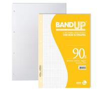 BM BeMore - Ricambi Bandup A4 Con Banda Rinforzata - Rigatura 5Mm - Quadretti Con Margini Per 4° E 5° Elementare - 40 Fogli - Carta 90G/Mq - 0105489