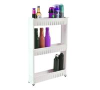 BM Carrello Portaoggetti con Ruote a 3 Ripiani - Scaffale Salvaspazio Mobile da Cucina, Bagno o Lavanderia - Organizzatore Slim tra Mobili, in Plastica Resistente, Facile da Pulire (55X12X72CM)