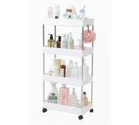BM Carrello Portaoggetti con Ruote a 4 Ripiani - Scaffale Mobile da Cucina, Bagn