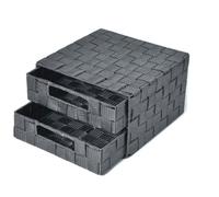 BM Cestino Portaoggetti Bagno Effetto Rattan, Set di 3 Cestini Bagno da Scaffale Intrecciato Organizer Scatole Portaoggetti Adatto a Diversi Usi Organizzazione (Nero Cassettiera)