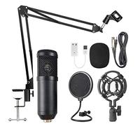 BM800 - Kit microfono a condensatore professionale con supporto a sospensione Shock Mount Copertura acustica per live Broadcasting Studio Recording Stage Performance Voice-Over