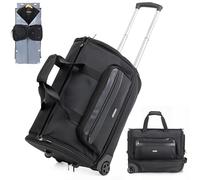 BMAOBBO Borsa da viaggio pieghevole, 2 in 1 (vestiti+borsa da viaggio) per uomo e donna, con ruote, scomparto per scarpe e grande capacità, viaggio e hotel, Nero01, L