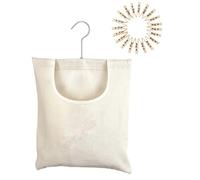 Bmdjdq Borsa Con Mollette Di Tela, Borsa Per Supporto Per Abbigliamento, Organizzatore Di Lavanderia Di Tasca, Apertura Ampia, Clip Arrugginite, 32x27 Cm, Per Lavanderia Balcone Balcone Cortil