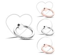 Bmeigo 4 Pezzi Trasparente Supporto per anello per cellulare, Cellulare anello titolari telefono con diamante e 360 Roatation regolabile per tutti gli smartphone (Cuore/rotonda, oro rosa/argento)