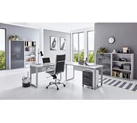 BMG-Moebel.de Set completo di mobili da ufficio ufficio Office Edition in grigio chiaro/antracite lucido (set 1)