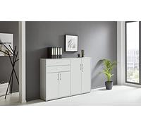 BMG Möbel Office Edition Set 12, armadietto da ufficio con serratura con manici in metallo, Made in Germany (grigio chiaro/bianco opaco)