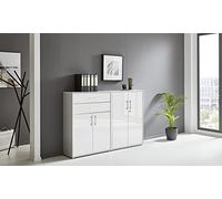 BMG Möbel Office Edition Set 12, armadietto da ufficio con serratura con manici in metallo, Made in Germany (grigio chiaro/bianco HG)