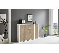 BMG Möbel Office Edition Set 16, armadietto da ufficio con manici in metallo, made in Germany (bianco/oro Harbor Oak)