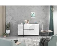 BMG Möbel Set credenza modulare + 4 pezzi in antracite o bianco frontali selezionabili in 4 colori moderni, con o senza poggiapiedi, montaggio individuale (antracite - bianco lucido, con piedi)