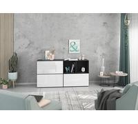 BMG Möbel Set di 5 credenze con scaffali aperti, montabili individualmente con fronti in MDF Softclose, ideale come comò per camera da letto (antracite - bianco lucido)