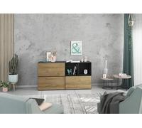 BMG Möbel Set di 5 credenze con scaffali aperti, montabili individualmente con fronti in MDF Softclose, ideale come comò per camera da letto (antracite - rovere Evoke)