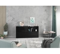 BMG Möbel Set di 5 credenze con scaffali aperti, montabili individualmente con fronti in MDF Softclose, ideale come comò per camera da letto (antracite - nero lucido)