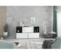 BMG Möbel Set di 5 credenze personalizzabili con fronti in MDF Softclose, ideale come comò per camera da letto (antracite - bianco lucido)