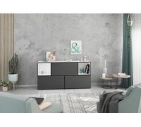 BMG Möbel Set di 5 credenze personalizzabili con fronti in MDF Softclose ideale come comò per camera da letto (bianco - antracite opaco)