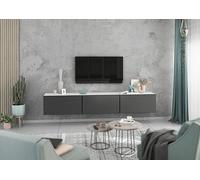 BMG Möbel Set low-board/credenza 228 cm, 3 pezzi con pannello frontale in MDF con chiusura morbida, a scelta in 8 combinazioni di colori moderni (bianco - antracite opaco)