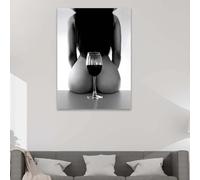 BMGKYAGL Astratto Bella Donna E Un Bicchiere Di Vino Tela Dipinto Sexy Ragazza Ritratto Poster Arte Murale Decorazione Della Casa 20x30cm Senza Cornice