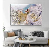 BMGKYAGL Calligrafia Ballerina di danza classica dorata Poster La danza è il mio desiderio Tela Pittura Immagini murali Citazioni di Rumi Stampe Decorazione 40x60cm Senza cornice