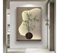 BMGKYAGL Decorazione moderna su tela con semplice bambù giapponese, effetto luci e ombre, ideale per la camera da letto. Quadro minimalista da parete (40x60 cm/cornice interna).