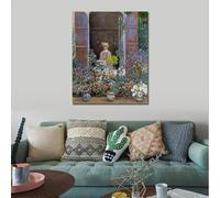 BMGKYAGL Manifesti famosi Dipinti dipinti Claude Monet Arte su tela Camille Monet alla finestra Decorazioni per la casa Argentuile 40x60 cm Senza cornice