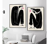 BMGKYAGL Modern Trendy Wall Art Fashion Minimalist Black and White Man Canvas Poster Prints Living Room Bedroom Home Decor(20x30cmx2/Internal Frame)