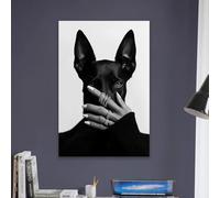 BMGKYAGL Poster Doberman Pinscher, stampa di moda in bianco e nero stanza di una ragazza adolescente, dipinto su tela con un cane fantastico camera da letto (30x45 cm/senza cornice)