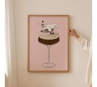 BMGKYAGL Quadro su tela moderno con scena astratta di donne che bevono caffè e surf, ideale per decorare il mobile bar e il soggiorno (40x60 cm/senza cornice).