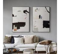 BMGKYAGL Stampa artistica astratta minimalista moderna, grande formato, in bianco e nero, su tela, decorazione 70x100cmx2 cornice