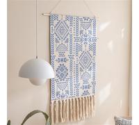 BMIDRUT Arazzo da appendere alla parete in macramè, stile bohémien, decorazione artistica per la casa, per appartamenti, dormitori, porte, 50 x 85 cm (C10)