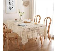 BMIDRUT Centrini rettangolari in pizzo beige in cotone all'uncinetto per decorazione da tavolo per matrimoni, casa, feste, 140 x 220 cm