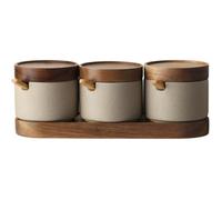 BMKGODN Contenitore for condimenti in ceramica vintage con coperchio e cucchiaio, set di barattoli for spezie, sale zucchero(3pieces)