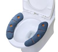 BMKGODN Cuscino for Sedile WC,Coprisedile Imbottito - Coppia di Cuscini for | Scaldasedile con Morbido Maniglia, Riutilizzabile(Blue)