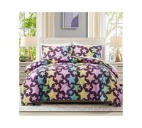 BMKGODN Set copripiumino con stelle arcobaleno sfumate, set di biancheria da letto reversibile, in microfibra cerniera e lacci (set letto)(EU Double(200x200cm))