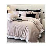 BMKGODN Set di biancheria da letto lusso in cotone Lyocell, 4 pezzi, copripiumino morbido e setoso, lenzuola federa colore puro(Pink,Fitted Sheet 1.8m Bed)