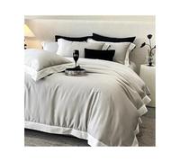 BMKGODN Set di biancheria da letto lusso in cotone Lyocell, 4 pezzi, copripiumino morbido e setoso, lenzuola federa colore puro(Gris,Queen 200X230cm 4pcs)