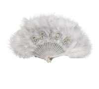 BMKGODN Ventagli di Piume Pieghevoli Ventaglio da Sposa for Matrimonio Pieghevole Rosso Bianco Arte Artigianato Ragazza Danza Fan Regalo Festa Decorazioni for la casa Piuma(White)