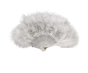 BMKGODN Ventagli di Piume Pieghevoli Ventaglio da Sposa for Matrimonio Pieghevole Rosso Bianco Arte Artigianato Ragazza Danza Fan Regalo Festa Decorazioni for la casa Piuma(White)