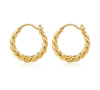 BMMYE Orecchini Cerchio Placcati Oro 18K Ipoallergenici Vintage Orecchini Cerchio Oro Intrecciati Donna Regalo Compleanno Gioielli 15/20/30/40/50mm