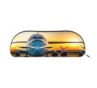 bmnaswt Aircraft Plane At Sunsets stampa sacchetto di immagazzinaggio, Cross Grain Zipper Pouch, elegante borsa portatile di cancelleria trucco, Argento, One Size, Valigia