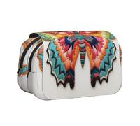 bmnaswt Astuccio per penne a conchiglia con stampa a farfalla colorata, con ricamo colorato, custodia in tessuto Oxford con tasche con cerniera, ideale come regalo
