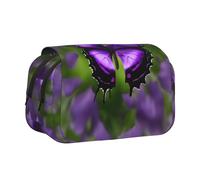 bmnaswt Astuccio per penne a conchiglia con stampa a farfalla viola, in tessuto Oxford con tasche con cerniera, ideale come regalo