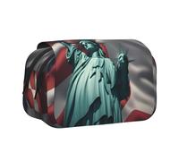 bmnaswt Astuccio per penne a conchiglia con stampa della statua della libertà, custodia in tessuto Oxford con tasche con cerniera, ideale come regalo