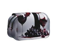 bmnaswt Astuccio per penne a conchiglia con stampa di vino rosso, in tessuto Oxford con tasche con cerniera, ideale come regalo