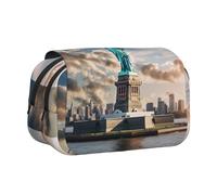 bmnaswt Astuccio per penne a conchiglia con stampa Statua della Libertà a New York, custodia in tessuto Oxford con tasche con cerniera, ideale come regalo